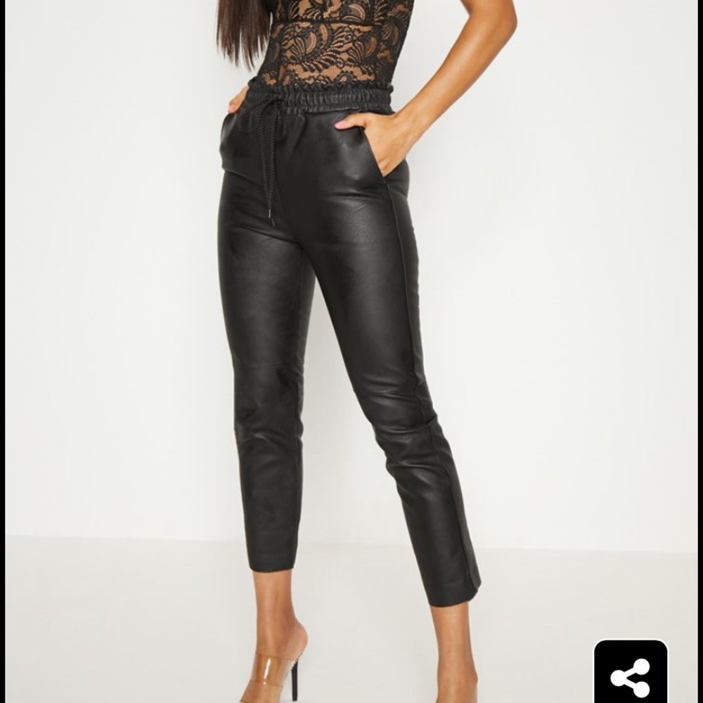 Faux leather jogger